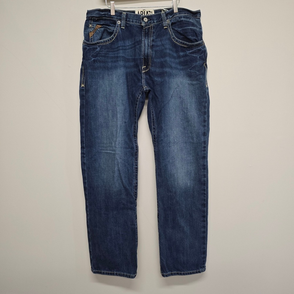 Ariat M3 Loose Straight Leg Jeans Mens 38x34 Blue Cotton Heavyweight Western